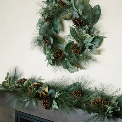 Cg Hunter Garlands Wreaths Magnolia Eucalyptus Pine 28in