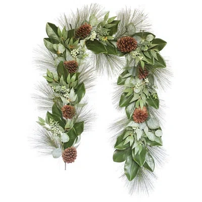 Cg Hunter Garlands Wreaths Magnolia Eucalyptus Pine 6ft In Green