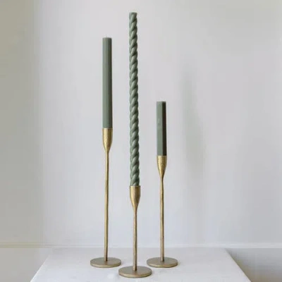 Cg Hunter Handcrafted Antique Brass Candlesticks In Gold