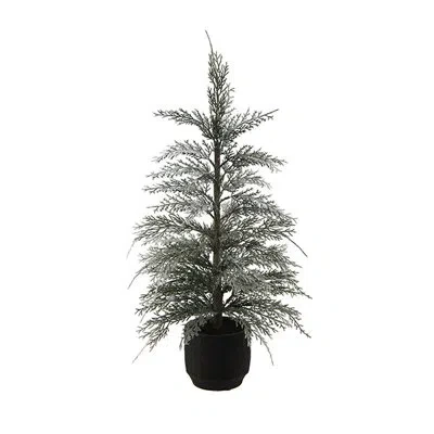 Cg Hunter Seasonal Greenery Tree S/2 Cedar Flocked Pot 2ft