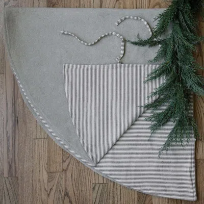 Cg Hunter Ticking Stripe Reversible Tree Skirt In Brown