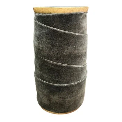 Cg Hunter Wide Hand Dyed Velvet Ribbon Dark Grey In Gray