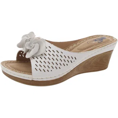 Cg Shoes Juliet Womens Rosette Manmade Wedge Heels In Multi