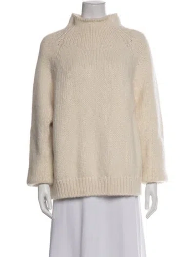 Pre-owned Ch Carolina Herrera Alpaca Mock Neck Sweater In Neutral