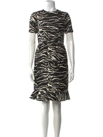 Pre-owned Ch Carolina Herrera Animal Print Knee-length Dress In Black