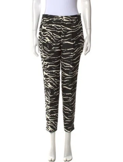Pre-owned Ch Carolina Herrera Animal Print Straight Leg Pants In Black