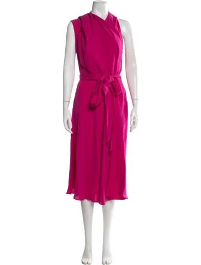 Pre-owned Ch Carolina Herrera Asymmetrical Midi Length Dress In Red