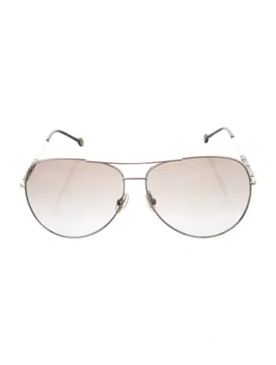 Pre-owned Ch Carolina Herrera Aviator Gradient Sunglasses In Silver