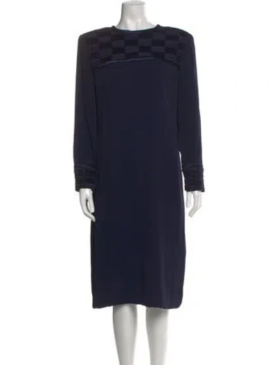 Pre-owned Ch Carolina Herrera Bateau Neckline Midi Length Dress In Blue