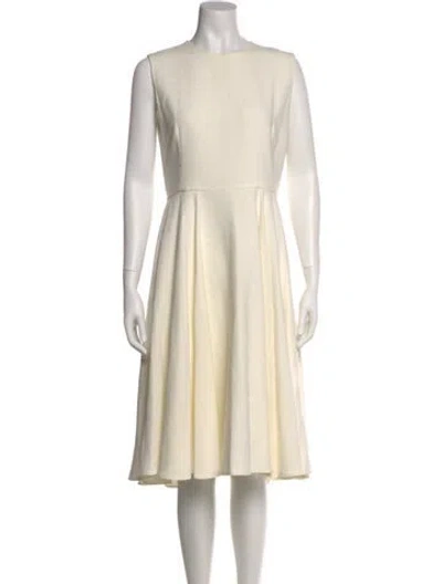 Pre-owned Ch Carolina Herrera Bateau Neckline Midi Length Dress In Neutral
