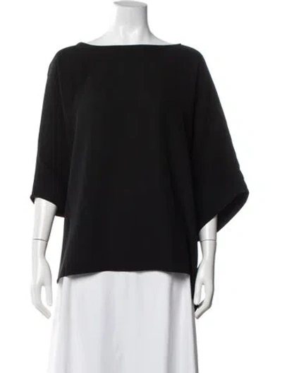 Pre-owned Ch Carolina Herrera Bateau Neckline Short Sleeve Top In Black