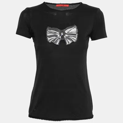 Ch Carolina Herrera Black Cotton Bow Applique T-shirt