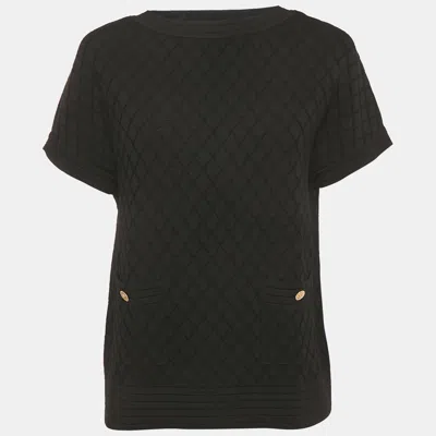 Pre-owned Ch Carolina Herrera Black Diamond Knit Top Xs