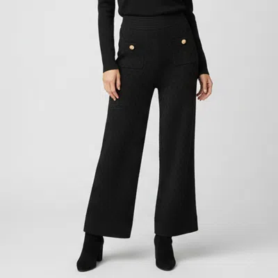 Pre-owned Ch Carolina Herrera Black Diamond Pattern Knit Wide Leg Pants L