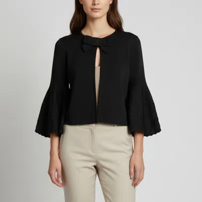 Pre-owned Ch Carolina Herrera Black Jersey Bow Detail Jacket S