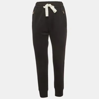 Pre-owned Ch Carolina Herrera Black Jersey Drawstring Joggers Xs