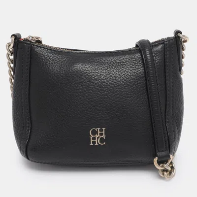 Ch Carolina Herrera Black Leather Maria Crossbody Bag
