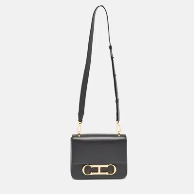 Pre-owned Ch Carolina Herrera Black Leather Medium Initials Insignia Shoulder Bag
