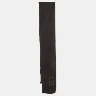 Pre-owned Ch Carolina Herrera Black Monogram Embellished Jacquard Stole