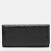 Ch Carolina Herrera Black Monogram Leather Flap Continental Wallet In Gold