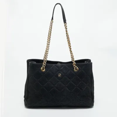 Ch Carolina Herrera Black Nubuck Leather Totes Bag