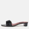 Ch Carolina Herrera Black Patent Leather Matryoshka Slide Sandals In Black