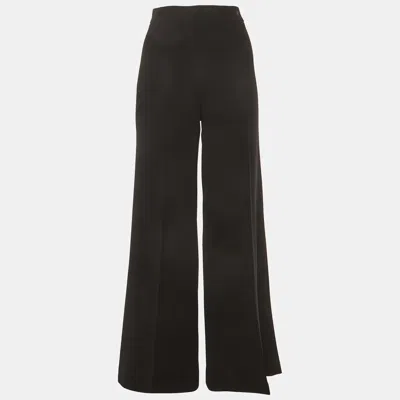 Pre-owned Ch Carolina Herrera Black Stretch Crepe Wide Leg Pants M