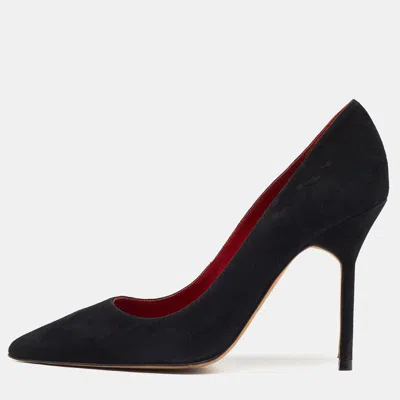 Pre-owned Ch Carolina Herrera Black Suede Pointed Toe Pumps Size 36