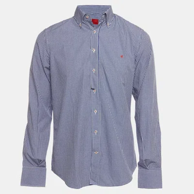 Pre-owned Ch Carolina Herrera Blue Check Cotton Button Down Shirt M