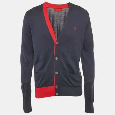 Pre-owned Ch Carolina Herrera Blue Cotton Knit Cardigan M