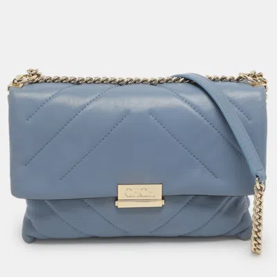 Pre-owned Ch Carolina Herrera Blue Leather Shoulder Bag