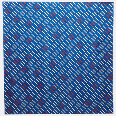 Pre-owned Ch Carolina Herrera Blue Monogram Silk Scarf