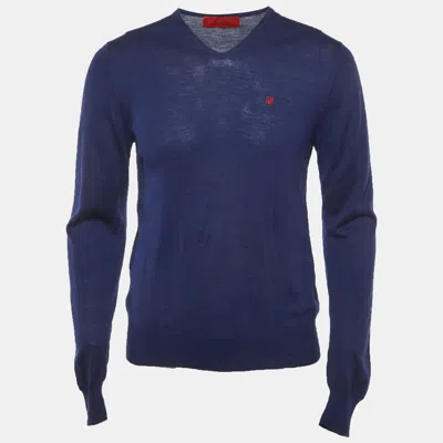 Pre-owned Ch Carolina Herrera Blue Rib Knit Sweater S