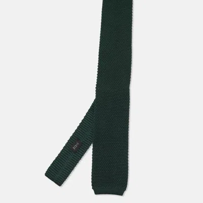 Pre-owned Ch Carolina Herrera Bottle Green Silk Knit Tie
