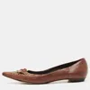Ch Carolina Herrera Brown Canvas And Leather Pointed Toe Ballet Flats In Multi