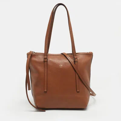 Pre-owned Ch Carolina Herrera Brown Leather Tote