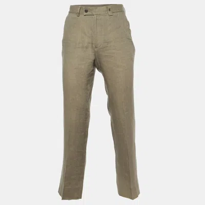 Pre-owned Ch Carolina Herrera Brown Linen Regular Fit Trousers M