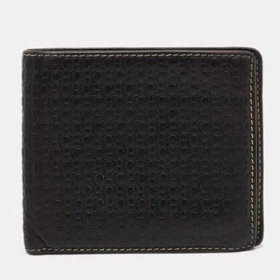 Pre-owned Ch Carolina Herrera Brown Monogram Leather Bifold Wallet
