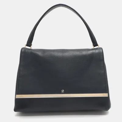 Pre-owned Ch Carolina Herrera Camelot Blue Leather Top Handle Bag