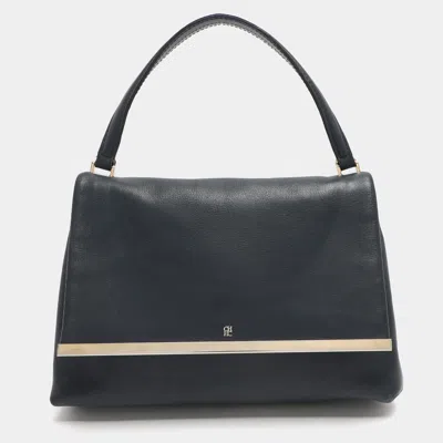 Ch Carolina Herrera Camelot Blue Leather Top Handle Bag