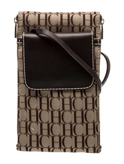 Pre-owned Ch Carolina Herrera Canvas Crossbody Bag In Brown