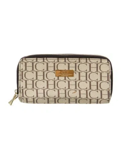 Pre-owned Ch Carolina Herrera Canvas Printed Continental Wallet In Neutral