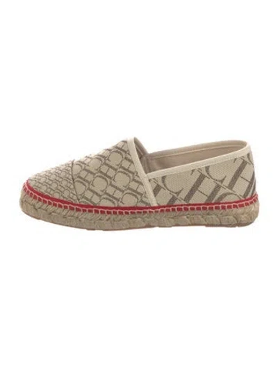 Pre-owned Ch Carolina Herrera Canvas Printed Espadrilles In Neutral