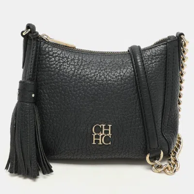 Ch Carolina Herrera Carolina Herrera Black Leather Chain Tassel Shoulder Bag