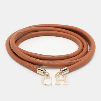 Pre-owned Ch Carolina Herrera Carolina Herrera Brown Leather Rope Belt