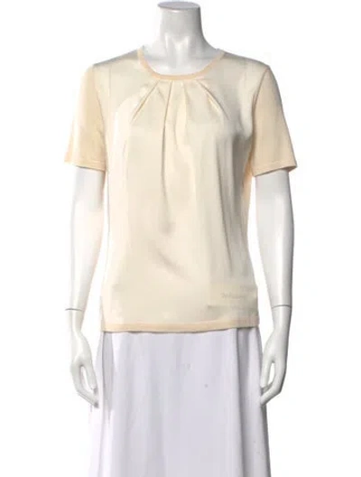 Pre-owned Ch Carolina Herrera Cashmere Crew Neck Top In Neutrals