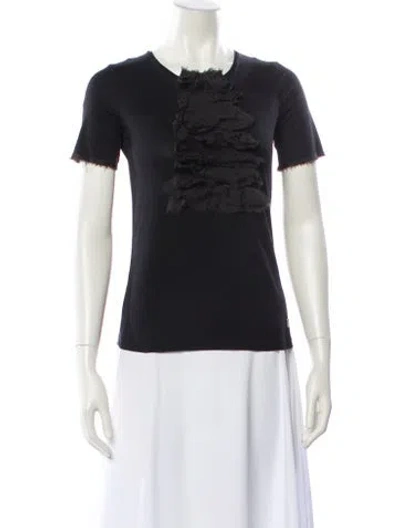 Pre-owned Ch Carolina Herrera Cashmere Crew Neck T-shirt In Black