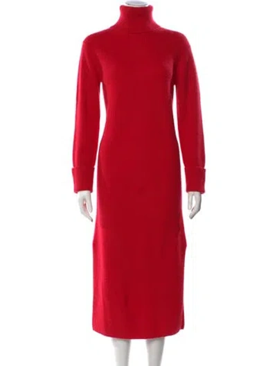 Pre-owned Ch Carolina Herrera Cashmere Long Dress In Red