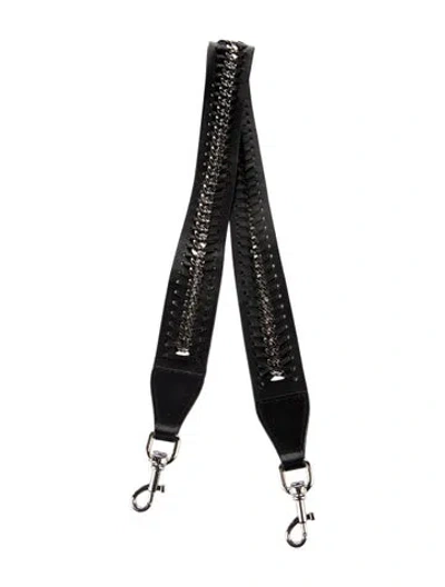 Pre-owned Ch Carolina Herrera Chain-link Leather Bag Strap In Black