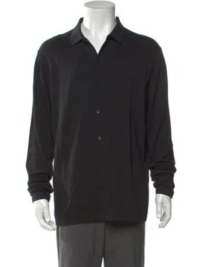 Pre-owned Ch Carolina Herrera Collar Long Sleeve Polo Sweater In Black